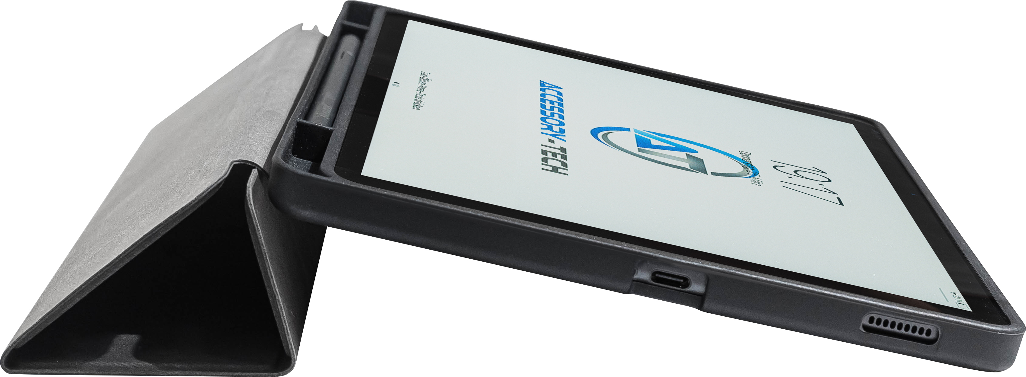 193_Flipcase-mit-Stift-25 Flipcase mit integriertem Stifthalter für Samsung Galaxy Tab S6 Lite, Seitenansicht im Tastaturmodus