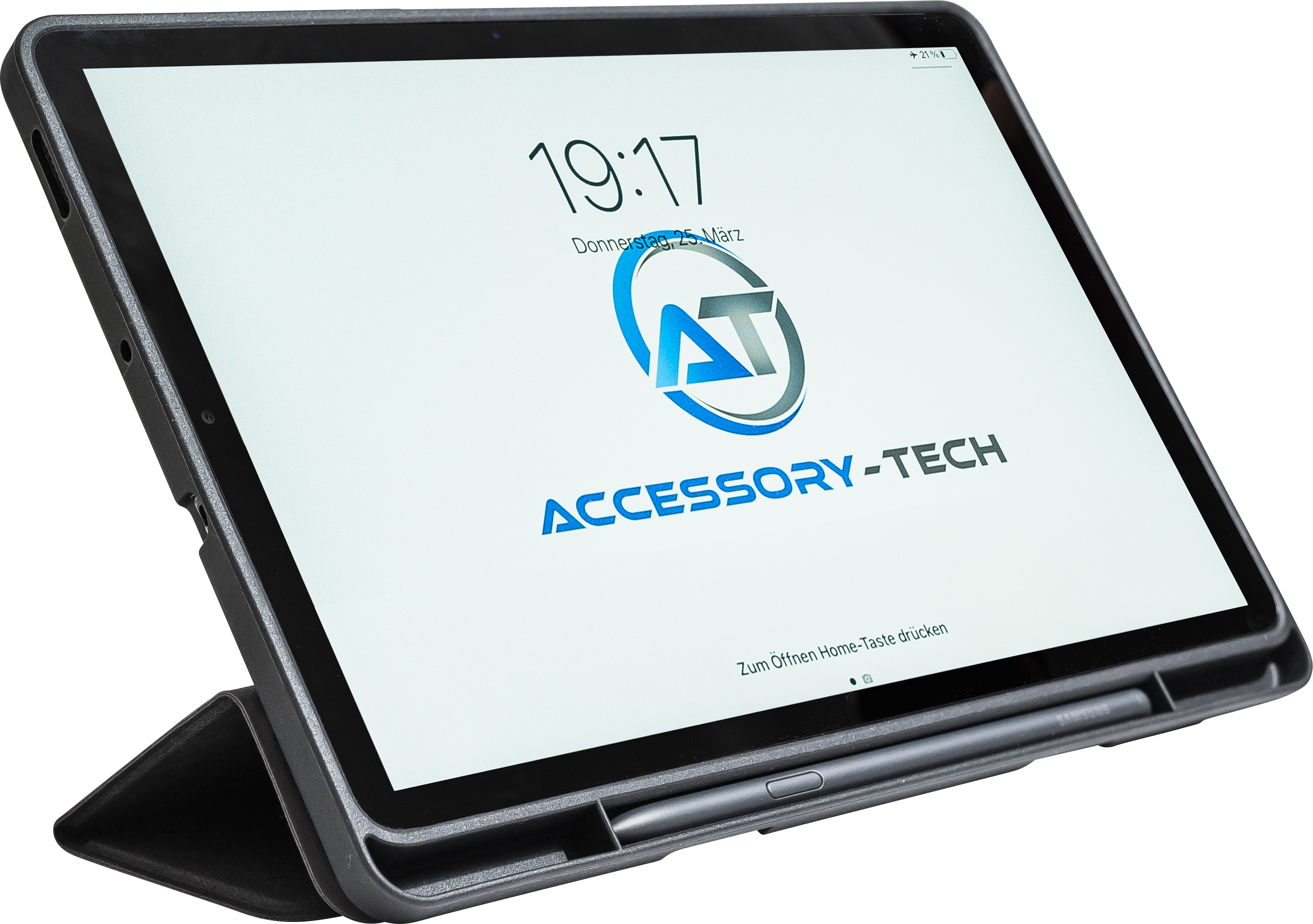 193_Flipcase-mit-Stift-22 Flipcase mit integriertem Stifthalter für Samsung Galaxy Tab S6 Lite, Nutzeransicht im Videomodus