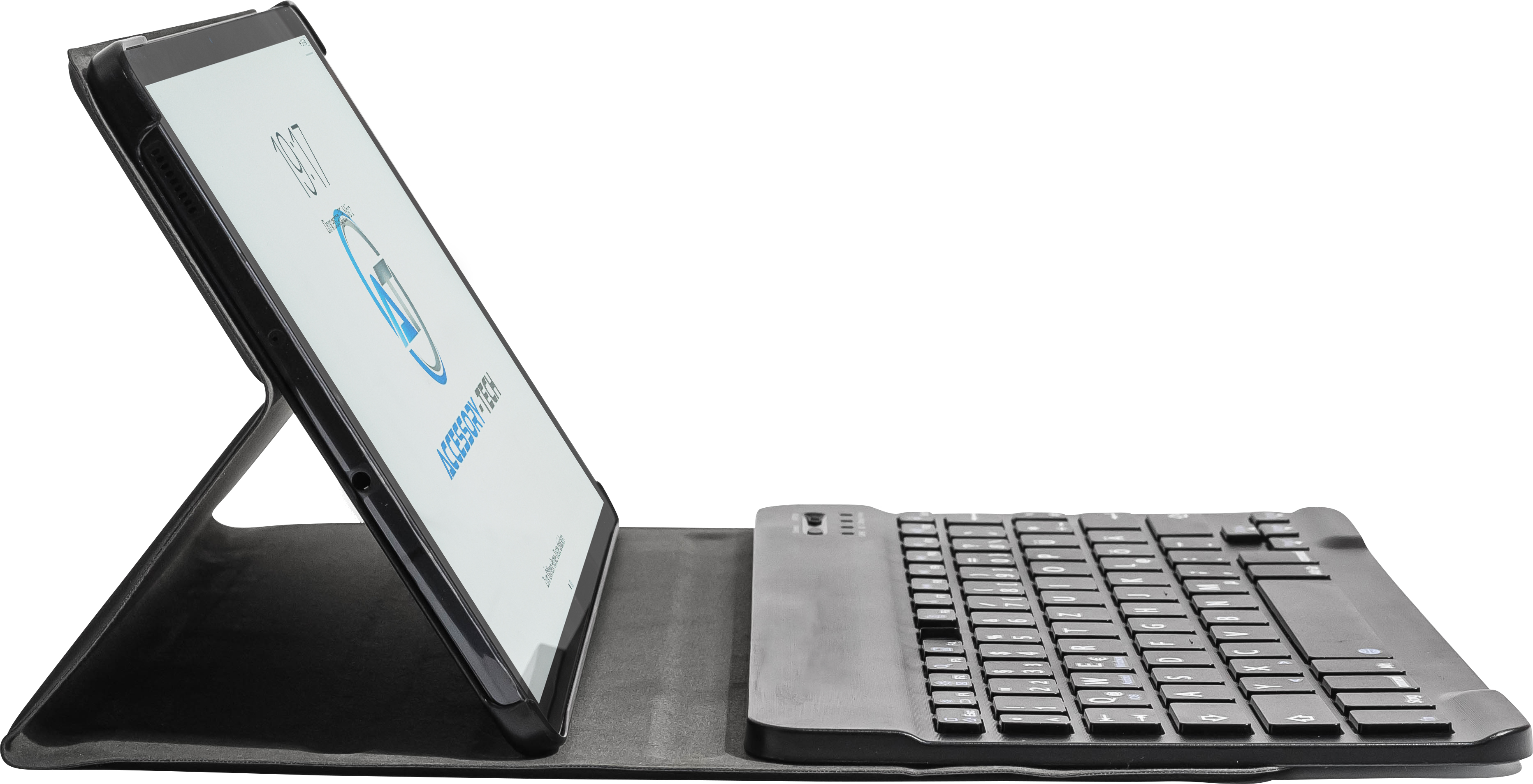 163 Schutzhülle mit abnehmbarer Bluetooth Tastatur Seitenansicht flacher Winkel
